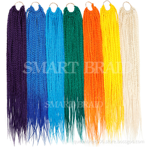 Colorful Crochet Hair Ombre Box Braids 24 Inch Braided Hair Pre-stretched Synthetic Hair Extension Braids for Women